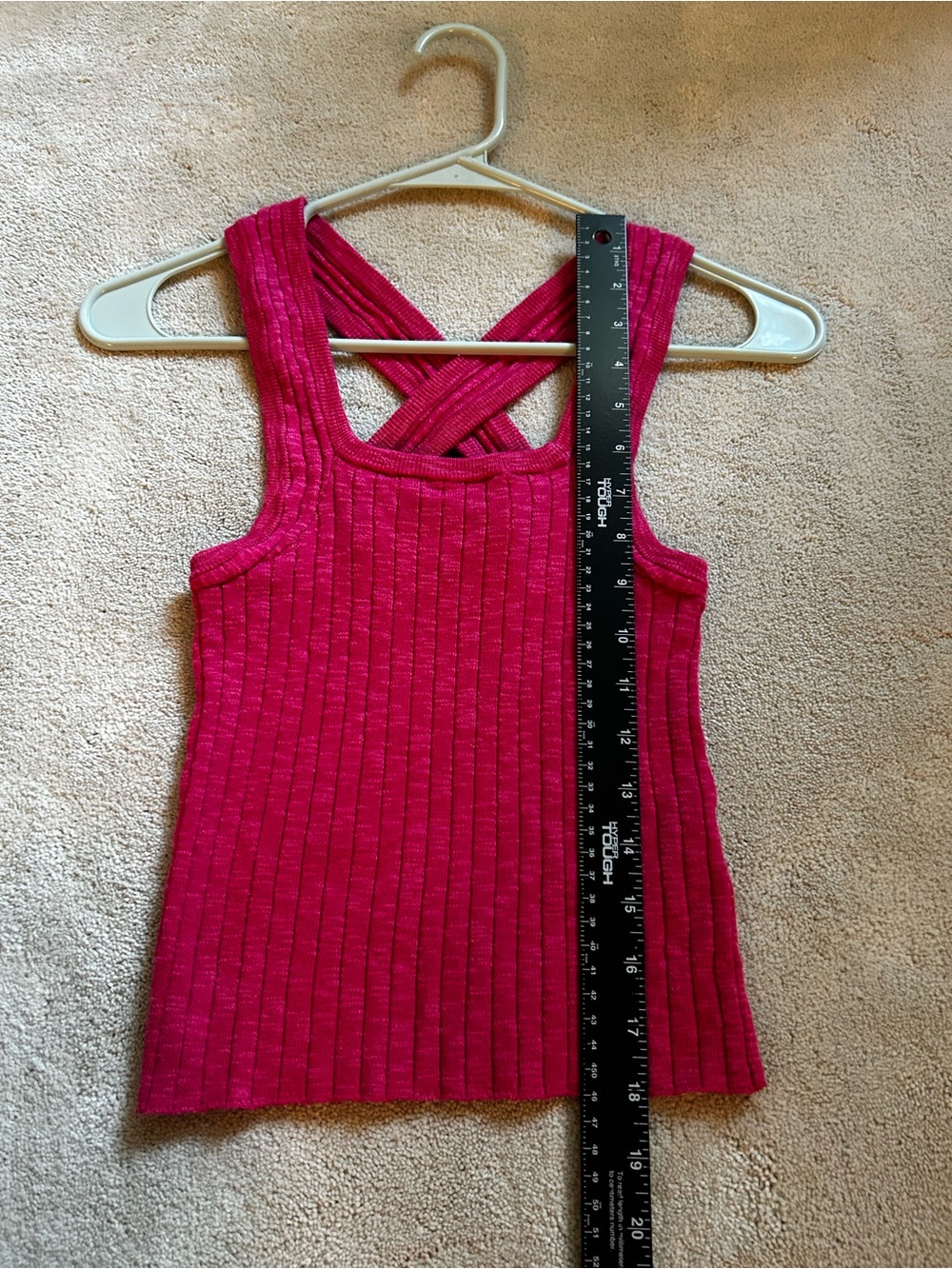 Pilcro Ribbed Cross-Back Tank Top - Hot Pink - Picture 4 of 6